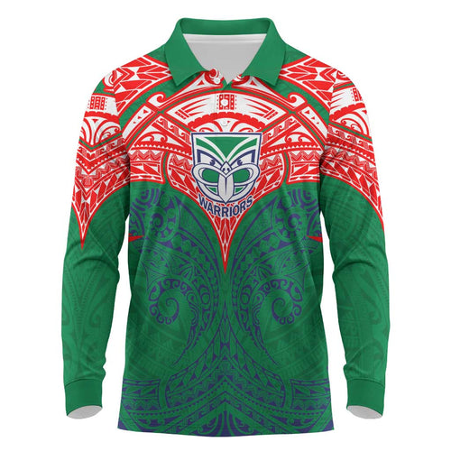 Personalized New Zealand Warriors Long Sleeve Polo Shirt Polynesian Tribal Pattern Style