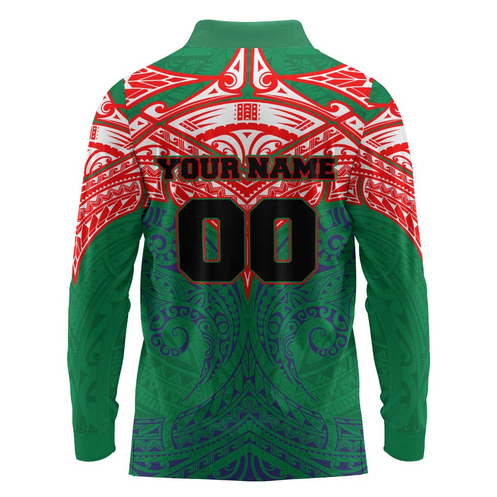 Personalized New Zealand Warriors Long Sleeve Polo Shirt Polynesian Tribal Pattern Style