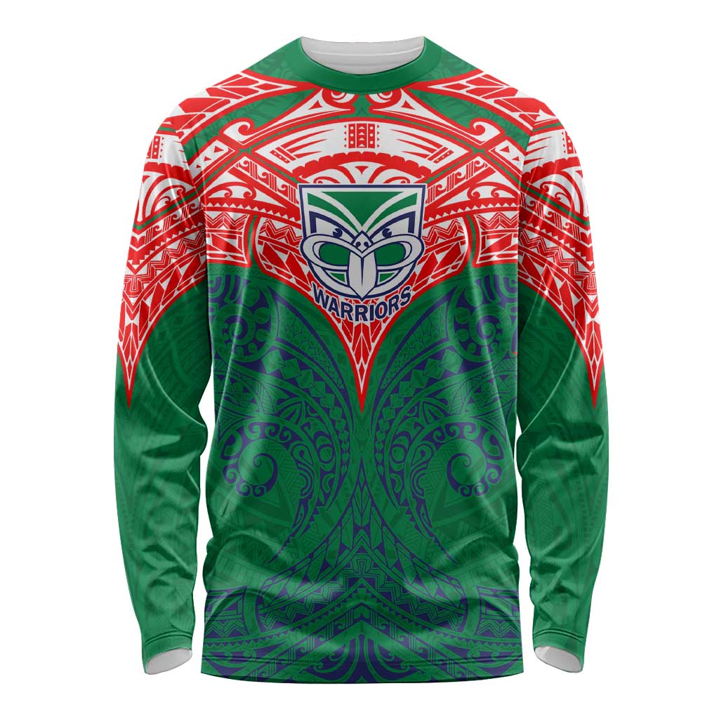 Personalized New Zealand Warriors Long Sleeve Shirt Polynesian Tribal Pattern Style