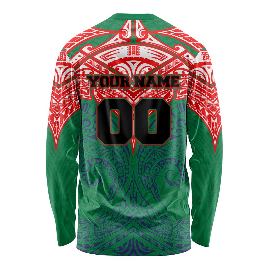Personalized New Zealand Warriors Long Sleeve Shirt Polynesian Tribal Pattern Style