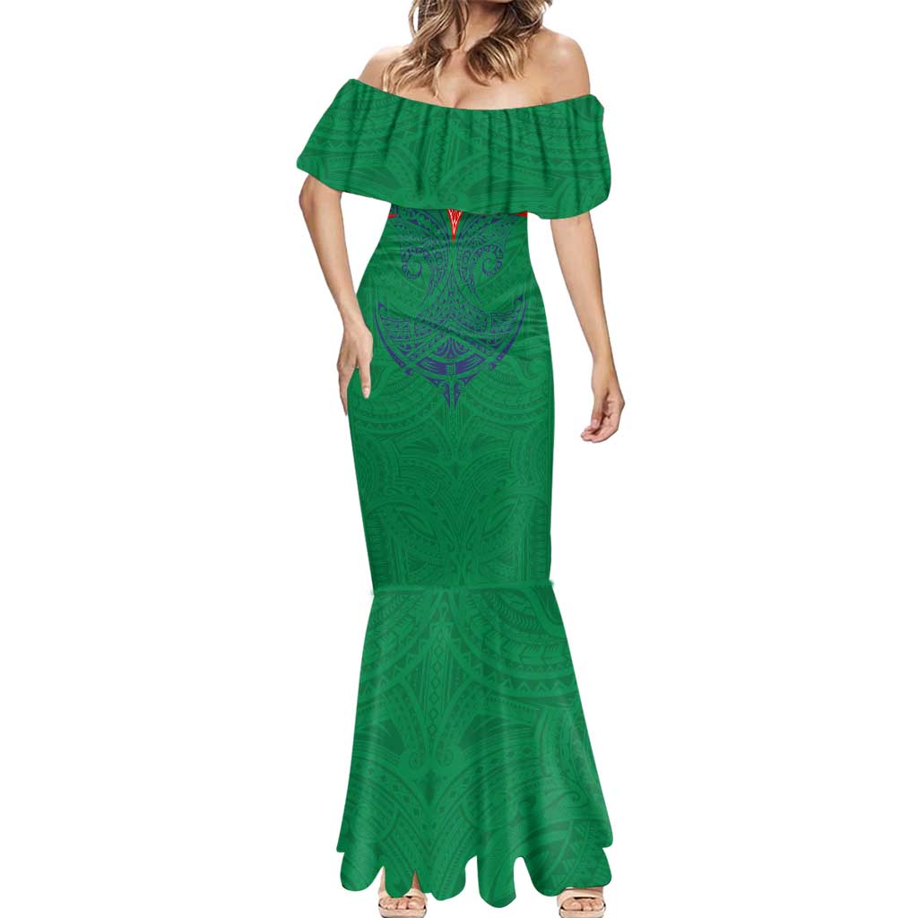 Personalized New Zealand Warriors Mermaid Dress Polynesian Tribal Pattern Style