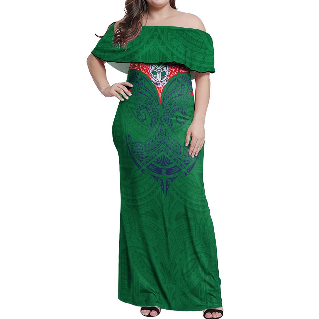 Personalized New Zealand Warriors Off Shoulder Maxi Dress Polynesian Tribal Pattern Style