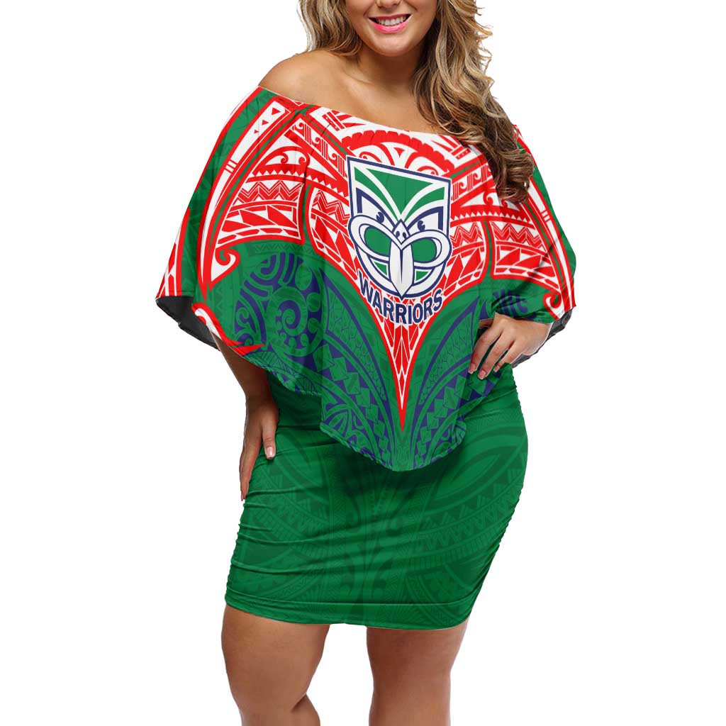 Personalized New Zealand Warriors Off Shoulder Short Dress Polynesian Tribal Pattern Style