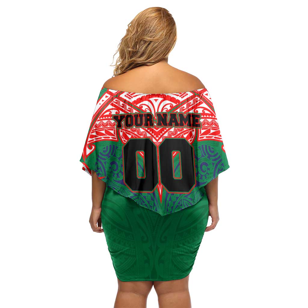 Personalized New Zealand Warriors Off Shoulder Short Dress Polynesian Tribal Pattern Style