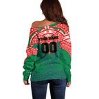 Personalized New Zealand Warriors Off Shoulder Sweater Polynesian Tribal Pattern Style