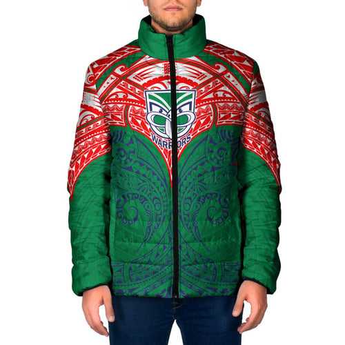 Personalized New Zealand Warriors Padded Jacket Polynesian Tribal Pattern Style