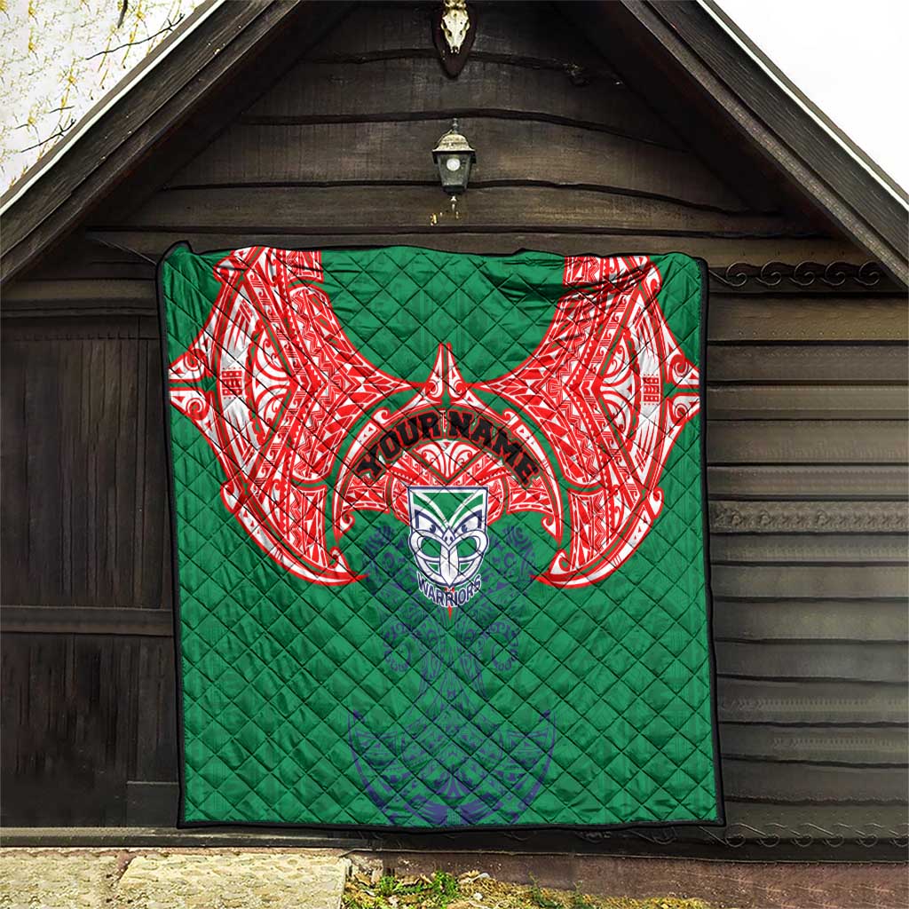 Personalized New Zealand Warriors Quilt Polynesian Tribal Pattern Style
