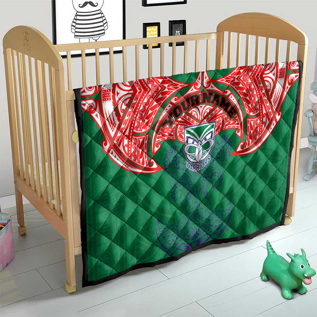 Personalized New Zealand Warriors Quilt Polynesian Tribal Pattern Style