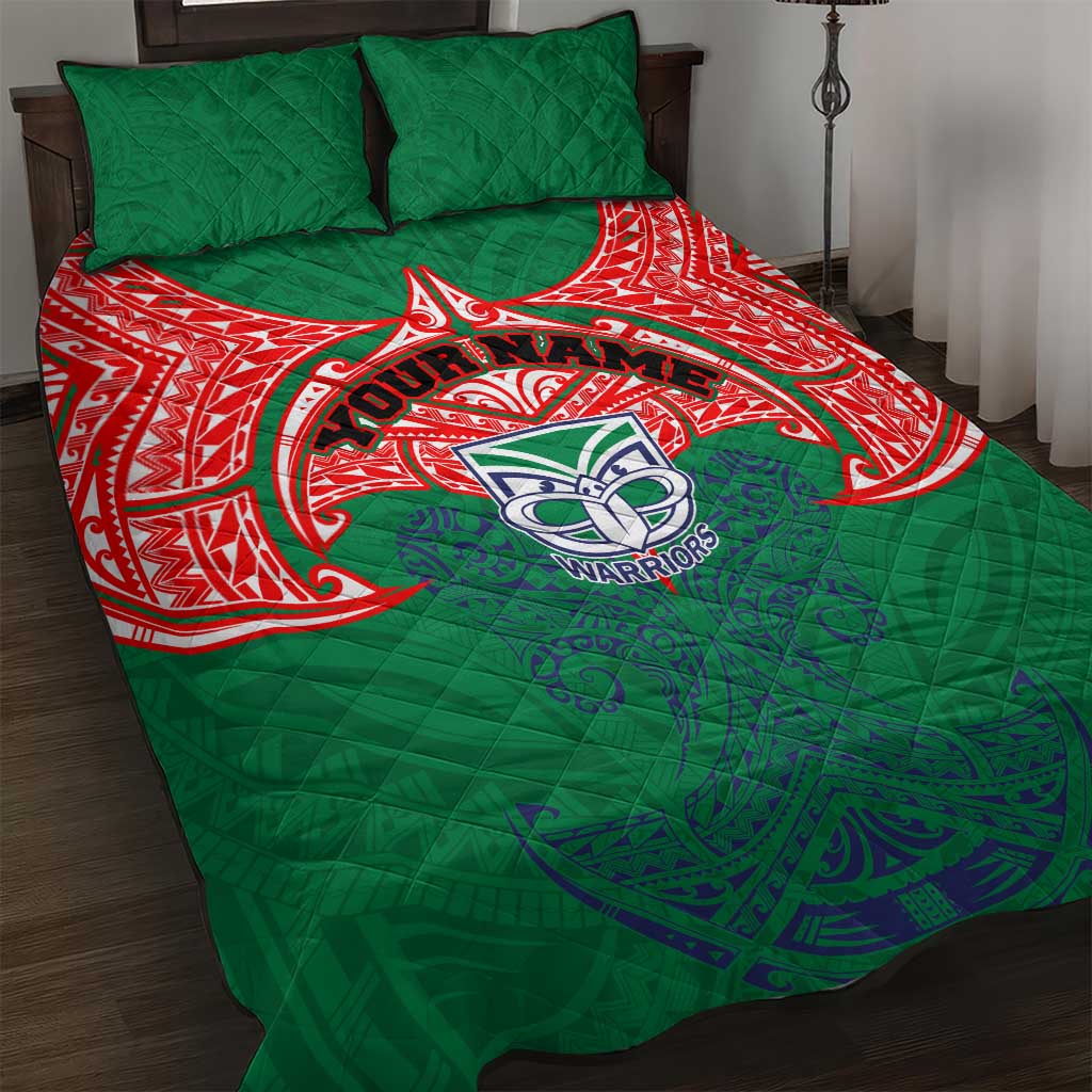 Personalized New Zealand Warriors Quilt Bed Set Polynesian Tribal Pattern Style