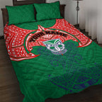 Personalized New Zealand Warriors Quilt Bed Set Polynesian Tribal Pattern Style