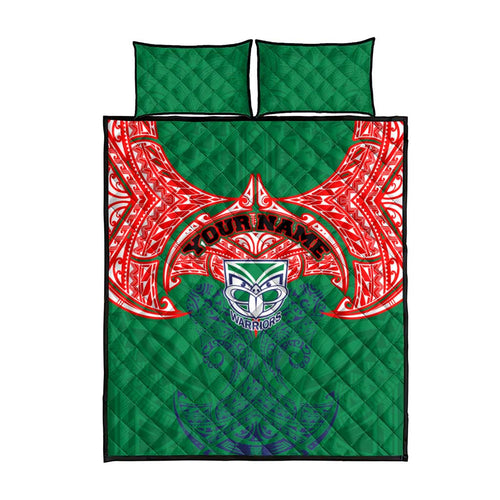 Personalized New Zealand Warriors Quilt Bed Set Polynesian Tribal Pattern Style