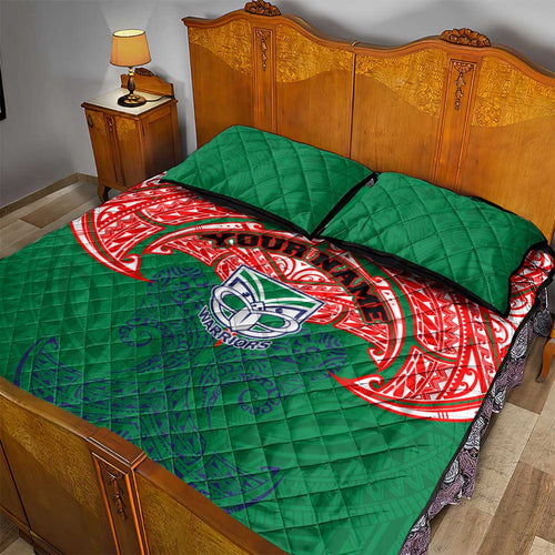 Personalized New Zealand Warriors Quilt Bed Set Polynesian Tribal Pattern Style