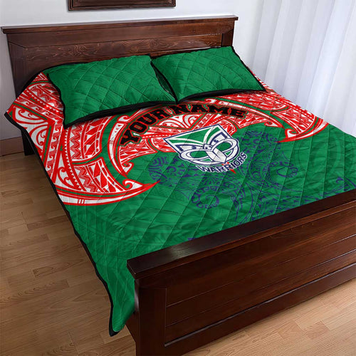 Personalized New Zealand Warriors Quilt Bed Set Polynesian Tribal Pattern Style