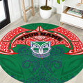 Personalized New Zealand Warriors Round Carpet Polynesian Tribal Pattern Style