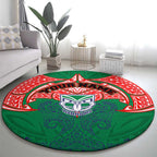 Personalized New Zealand Warriors Round Carpet Polynesian Tribal Pattern Style