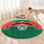 Personalized New Zealand Warriors Round Carpet Polynesian Tribal Pattern Style