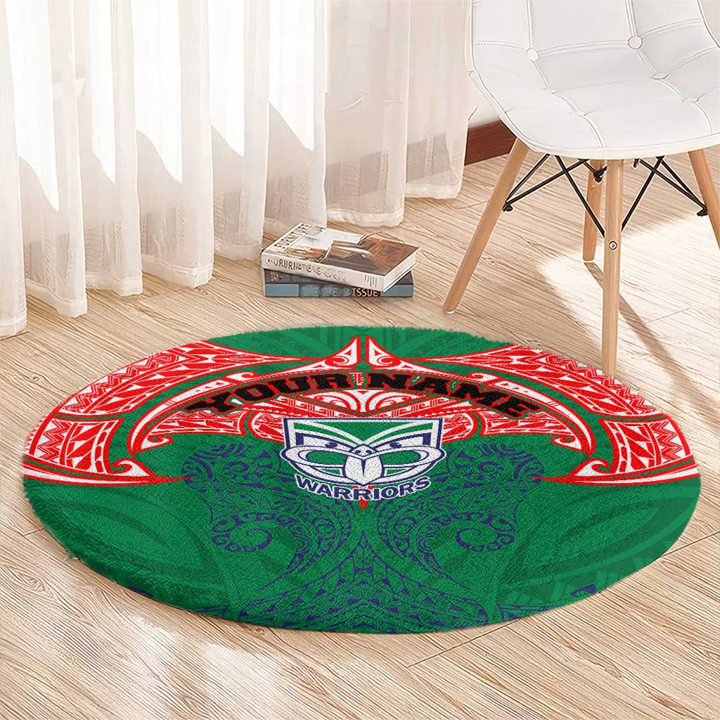 Personalized New Zealand Warriors Round Carpet Polynesian Tribal Pattern Style