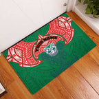 Personalized New Zealand Warriors Rubber Doormat Polynesian Tribal Pattern Style