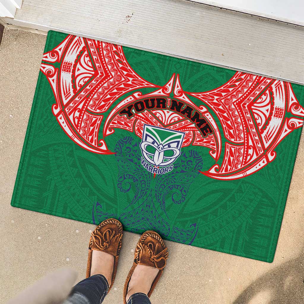 Personalized New Zealand Warriors Rubber Doormat Polynesian Tribal Pattern Style