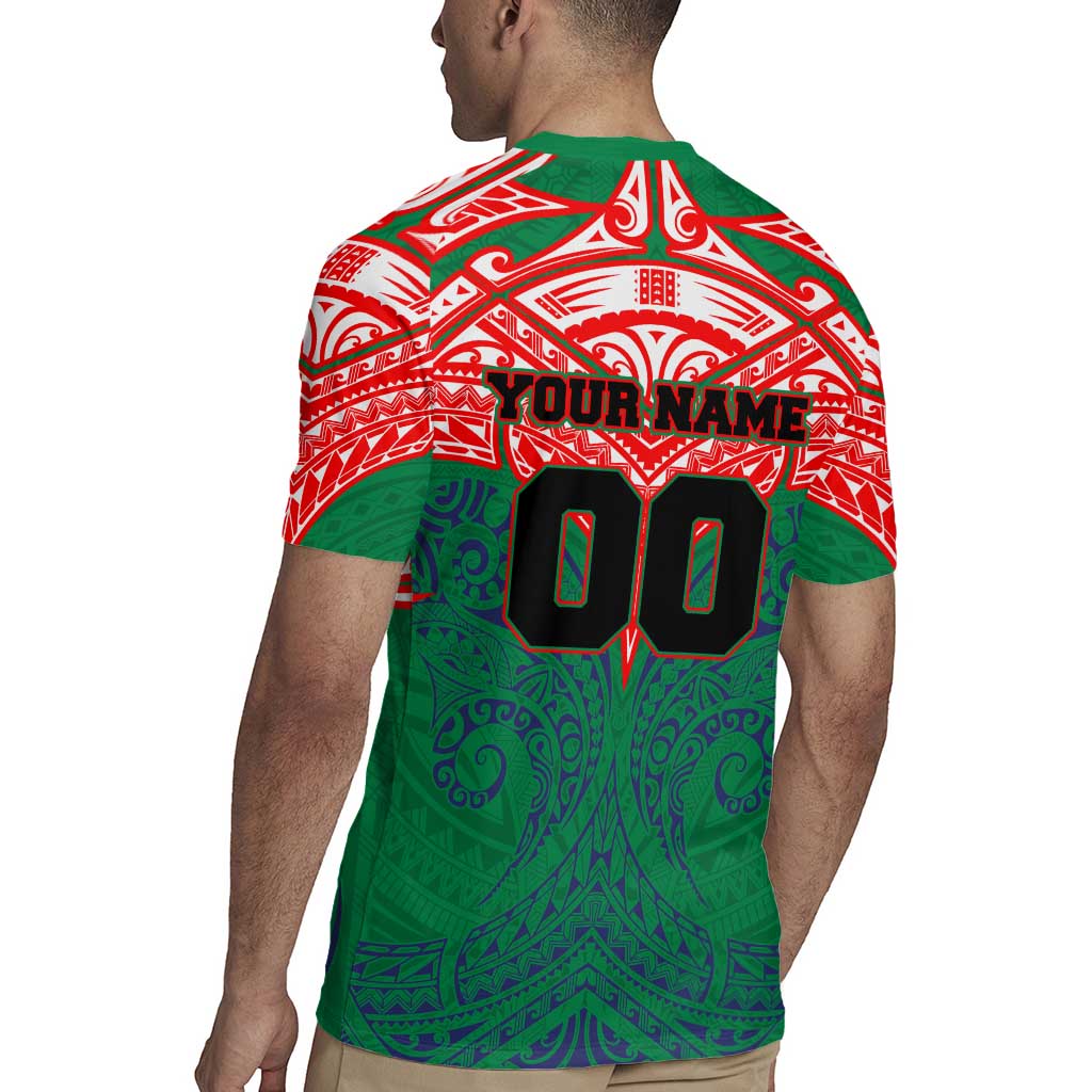 Personalized New Zealand Warriors Rugby Jersey Polynesian Tribal Pattern Style
