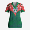 Personalized New Zealand Warriors Scrub Top Polynesian Tribal Pattern Style