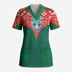 Personalized New Zealand Warriors Scrub Top Polynesian Tribal Pattern Style