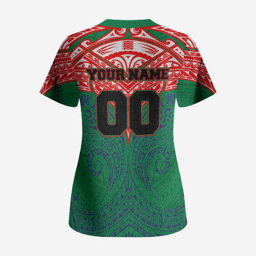 Personalized New Zealand Warriors Scrub Top Polynesian Tribal Pattern Style