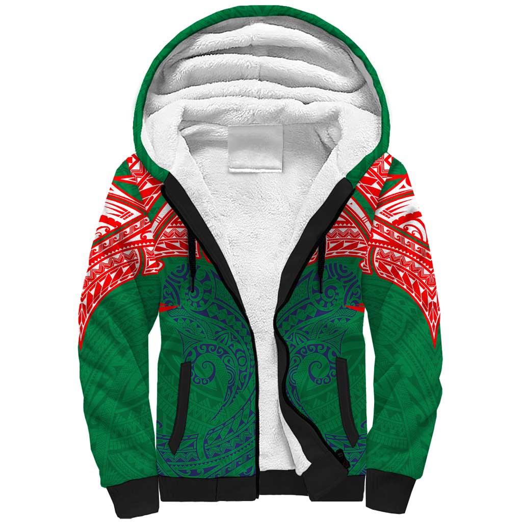 Personalized New Zealand Warriors Sherpa Hoodie Polynesian Tribal Pattern Style