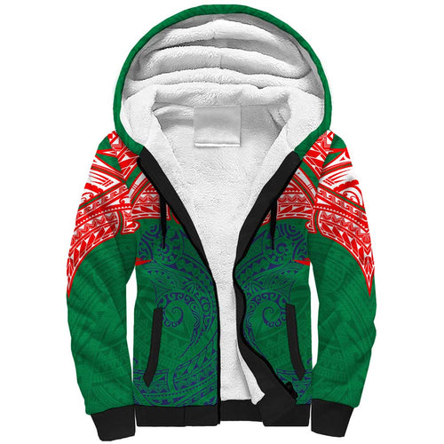 Personalized New Zealand Warriors Sherpa Hoodie Polynesian Tribal Pattern Style