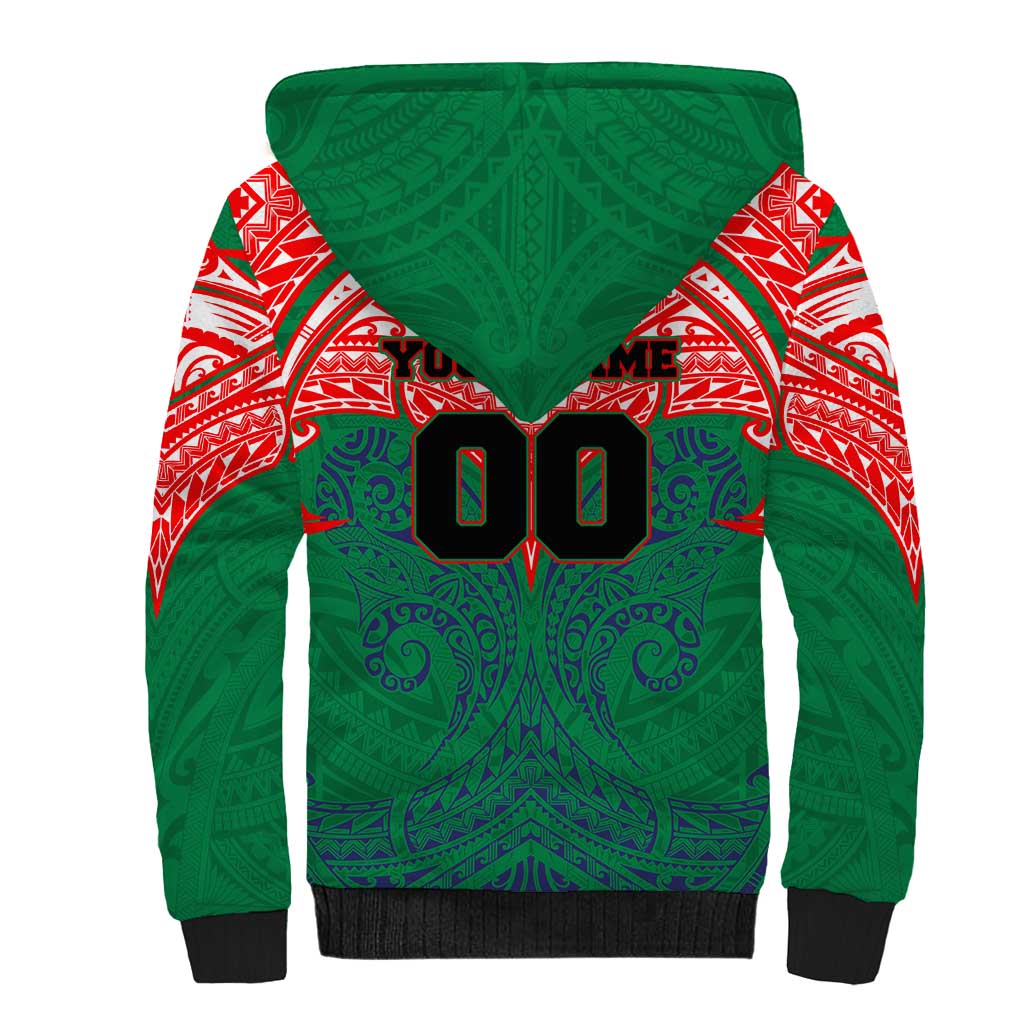 Personalized New Zealand Warriors Sherpa Hoodie Polynesian Tribal Pattern Style