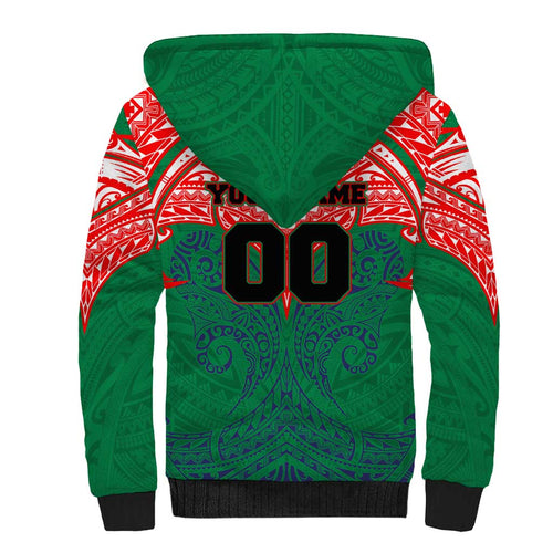 Personalized New Zealand Warriors Sherpa Hoodie Polynesian Tribal Pattern Style