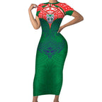 Personalized New Zealand Warriors Short Sleeve Bodycon Dress Polynesian Tribal Pattern Style