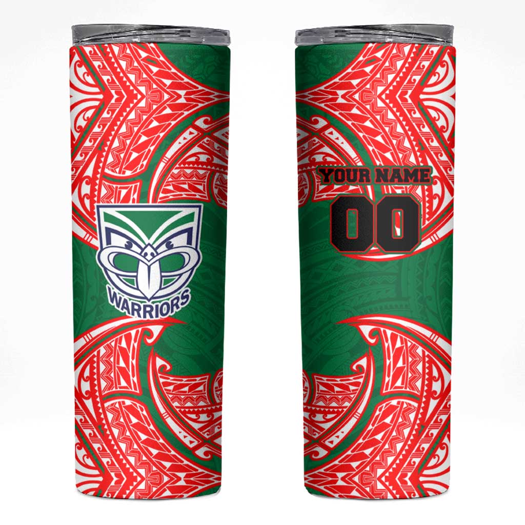 Personalized New Zealand Warriors Skinny Tumbler Polynesian Tribal Pattern Style