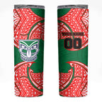 Personalized New Zealand Warriors Skinny Tumbler Polynesian Tribal Pattern Style