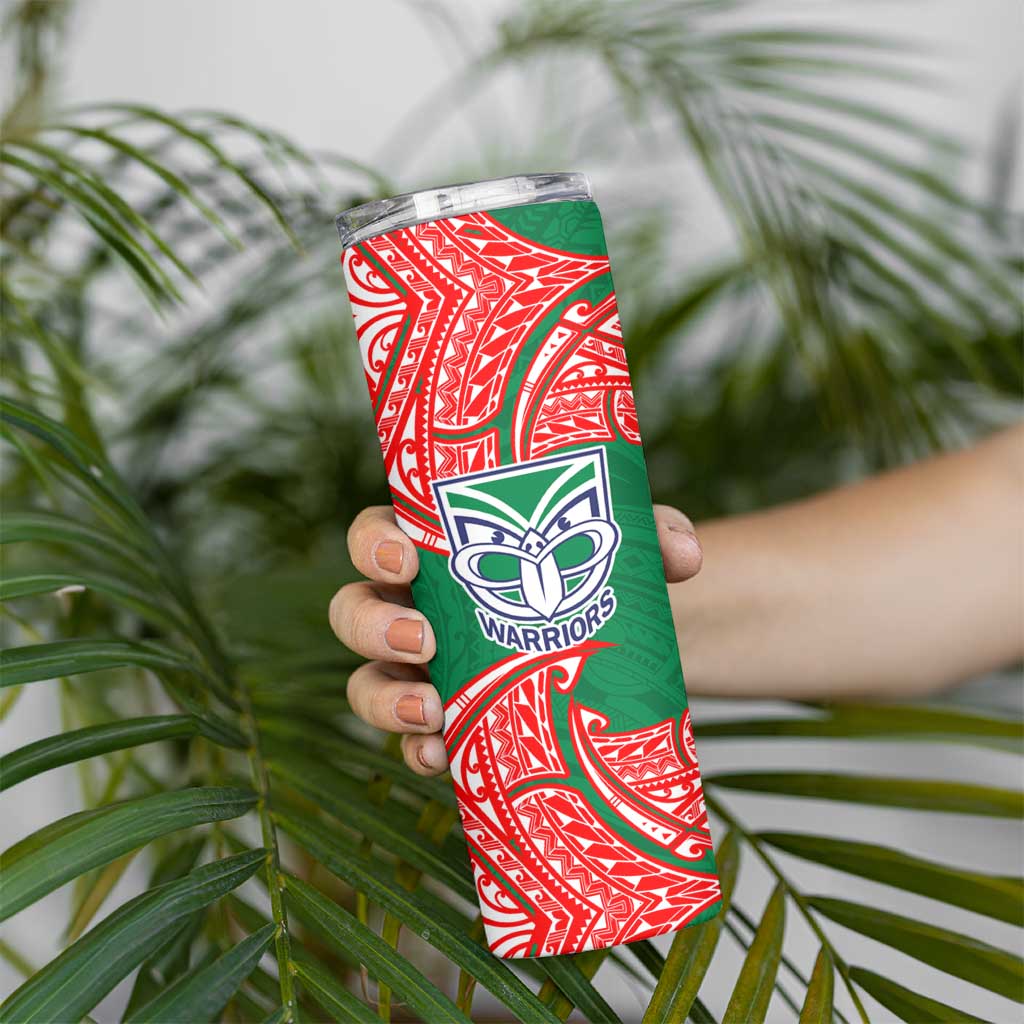 Personalized New Zealand Warriors Skinny Tumbler Polynesian Tribal Pattern Style
