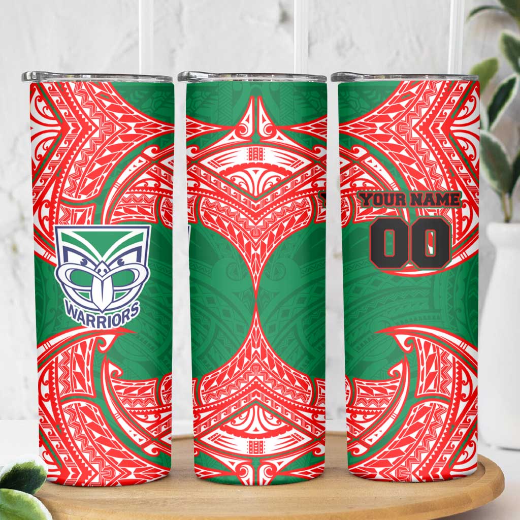 Personalized New Zealand Warriors Skinny Tumbler Polynesian Tribal Pattern Style
