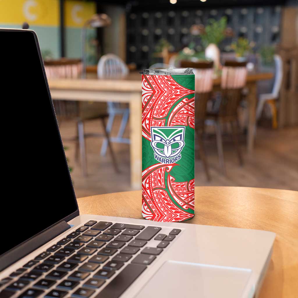 Personalized New Zealand Warriors Skinny Tumbler Polynesian Tribal Pattern Style