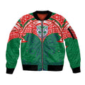 Personalized New Zealand Warriors Sleeve Zip Bomber Jacket Polynesian Tribal Pattern Style