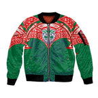 Personalized New Zealand Warriors Sleeve Zip Bomber Jacket Polynesian Tribal Pattern Style