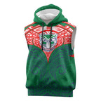 Personalized New Zealand Warriors Sleeveless Hoodie Polynesian Tribal Pattern Style