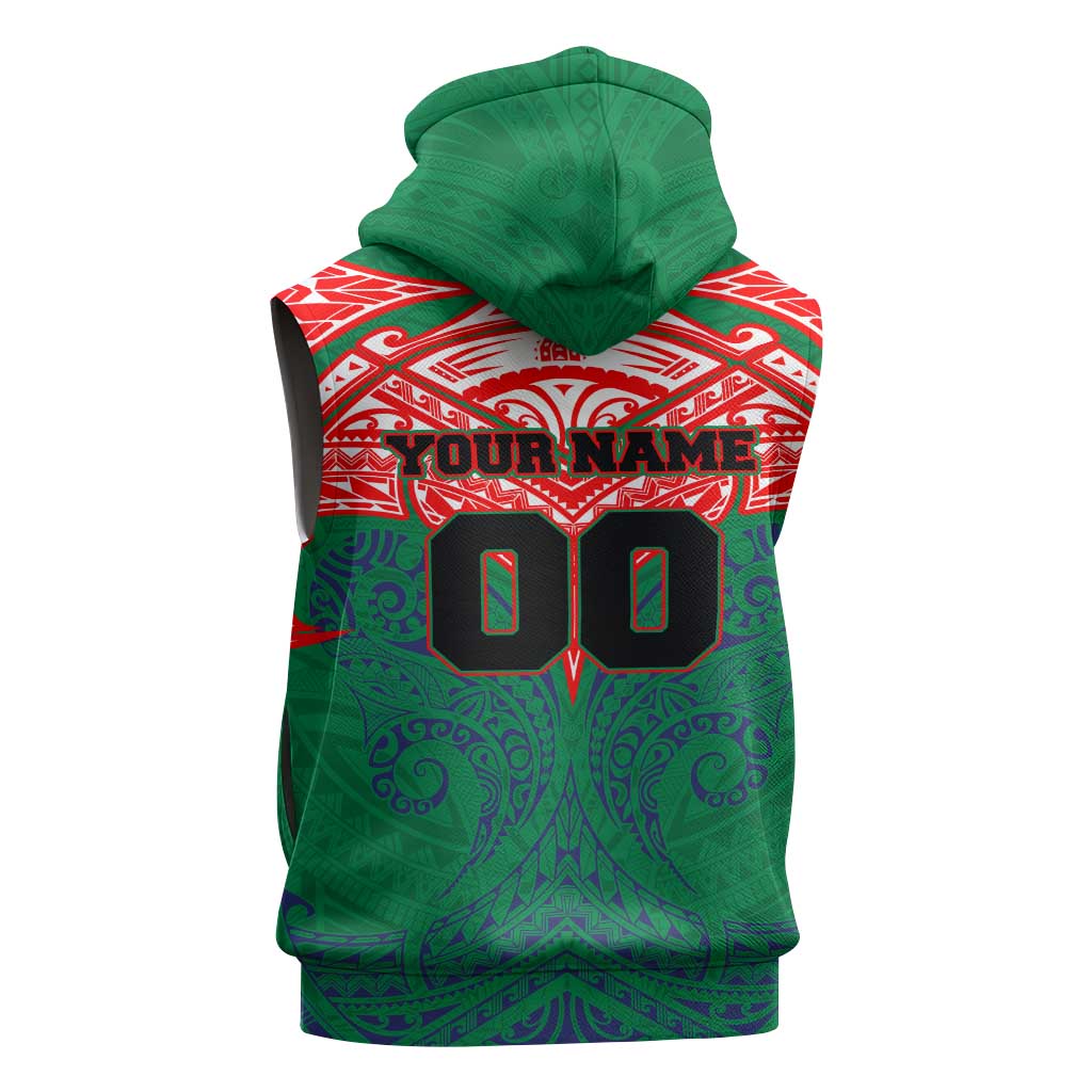 Personalized New Zealand Warriors Sleeveless Hoodie Polynesian Tribal Pattern Style
