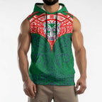 Personalized New Zealand Warriors Sleeveless Hoodie Polynesian Tribal Pattern Style