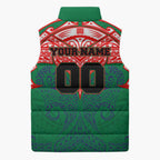 Personalized New Zealand Warriors Sleeveless Puffer Jacket Polynesian Tribal Pattern Style