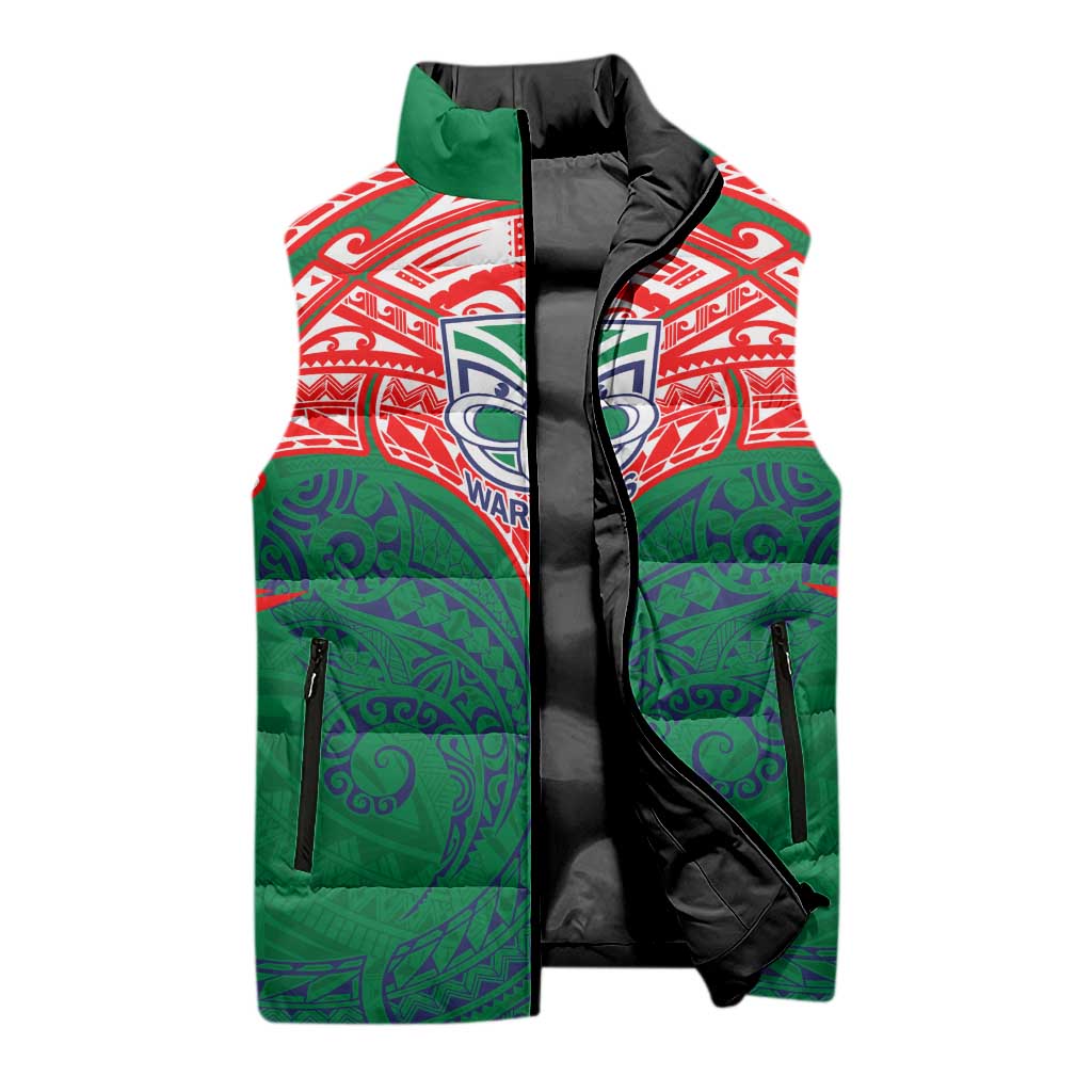 Personalized New Zealand Warriors Sleeveless Puffer Jacket Polynesian Tribal Pattern Style
