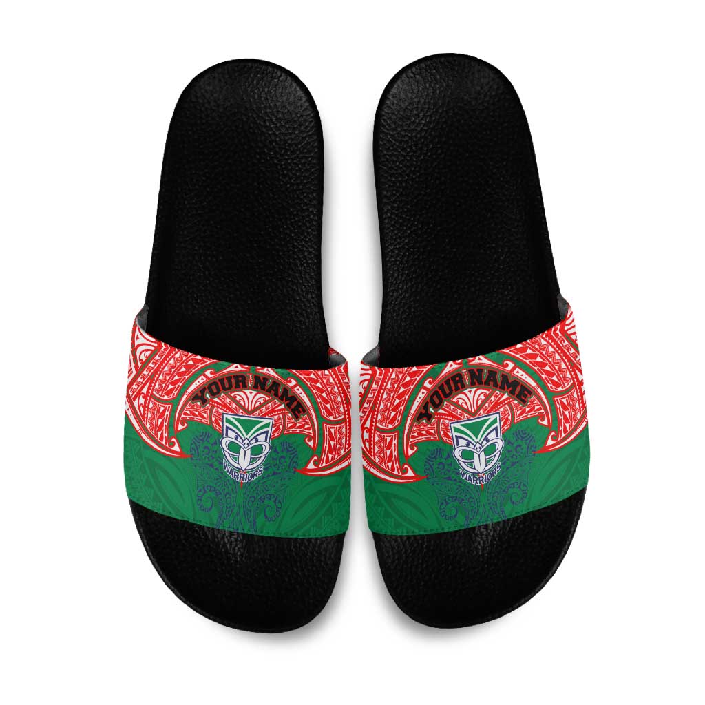 Personalized New Zealand Warriors Slide Sandals Polynesian Tribal Pattern Style