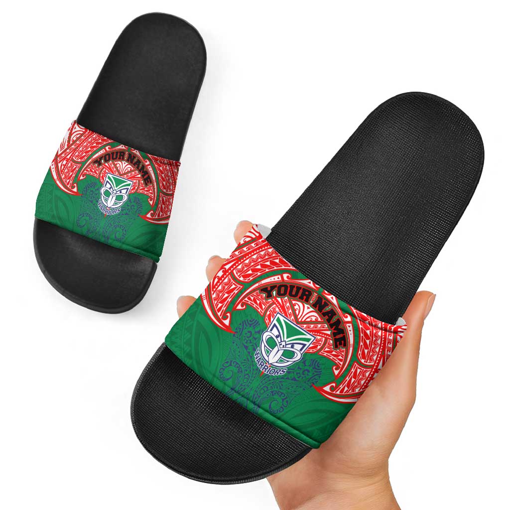 Personalized New Zealand Warriors Slide Sandals Polynesian Tribal Pattern Style
