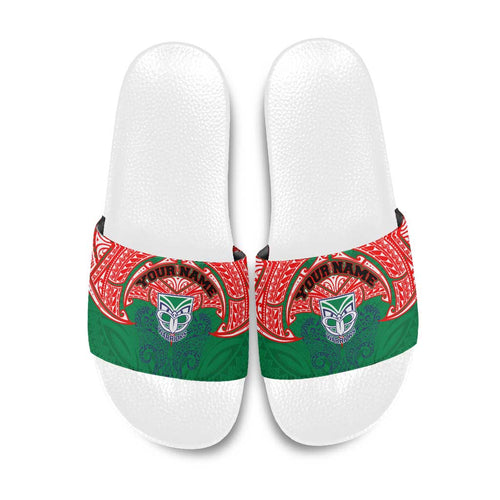 Personalized New Zealand Warriors Slide Sandals Polynesian Tribal Pattern Style