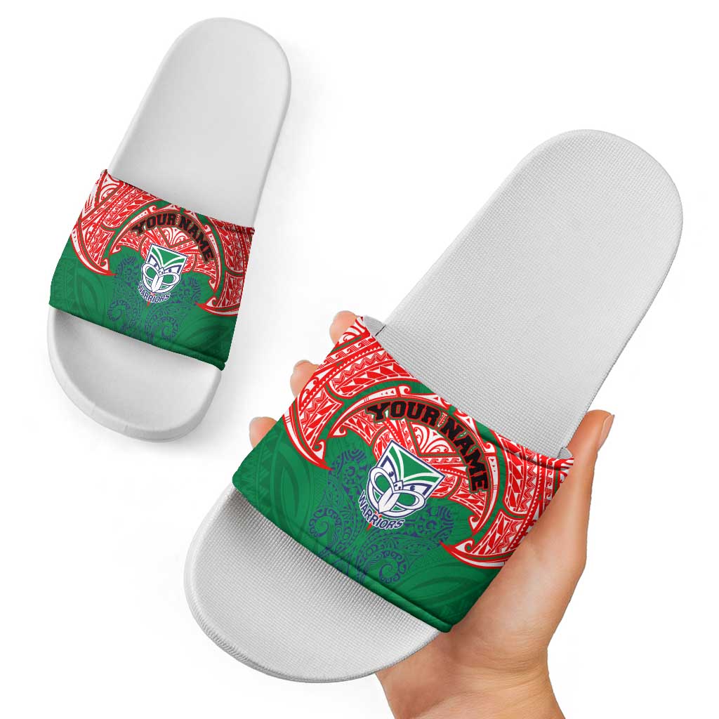 Personalized New Zealand Warriors Slide Sandals Polynesian Tribal Pattern Style