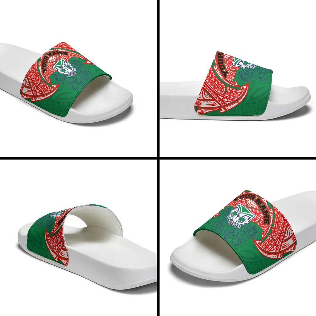 Personalized New Zealand Warriors Slide Sandals Polynesian Tribal Pattern Style