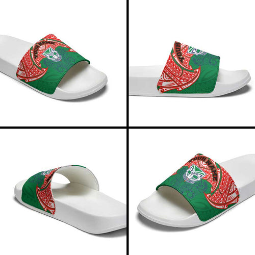 Personalized New Zealand Warriors Slide Sandals Polynesian Tribal Pattern Style